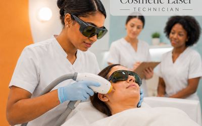 Cosmetic laser technician in a medical aesthetics clinic